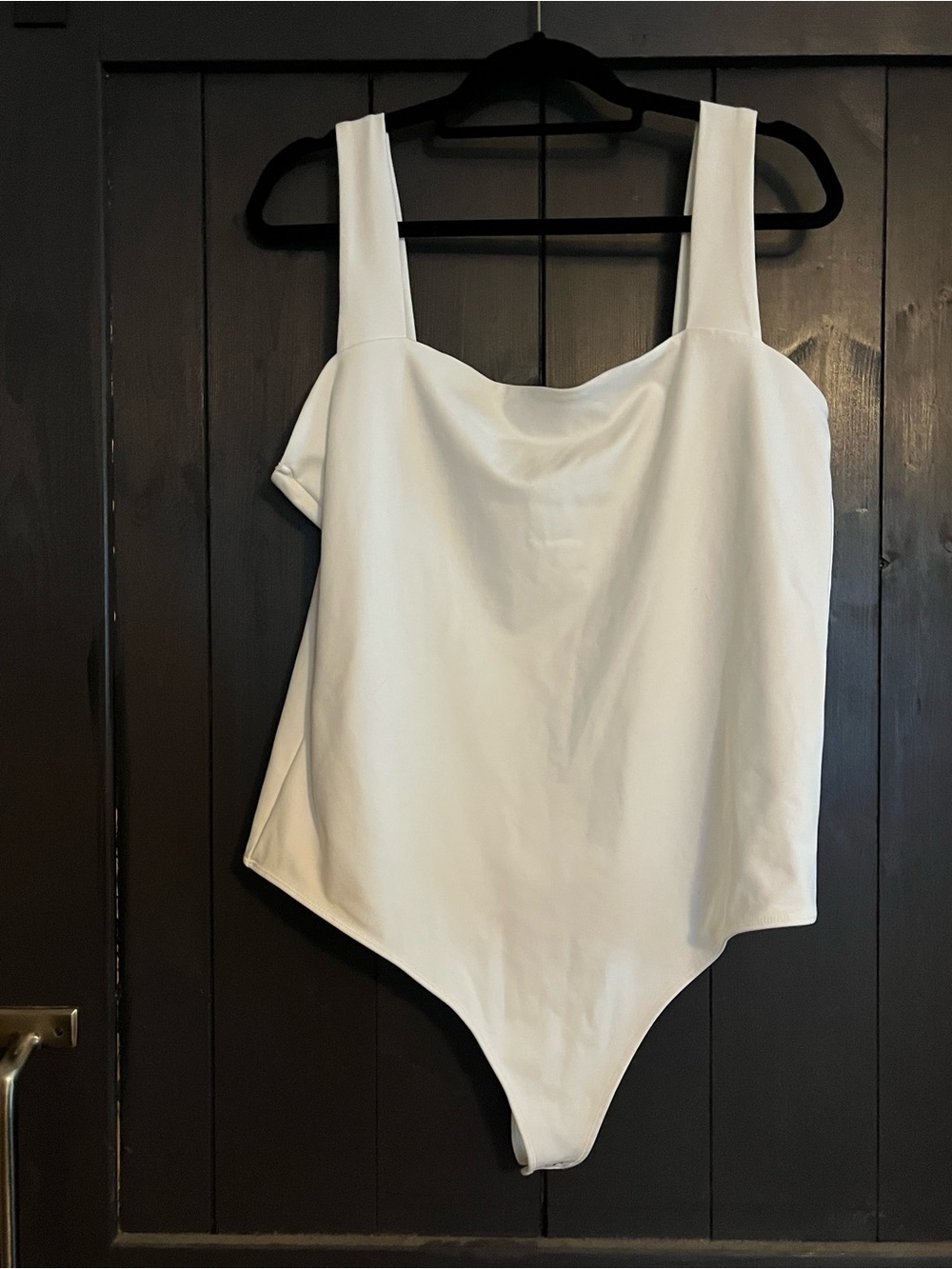 NWT Abercrombie & Fitch White Snap-Button Bodysuit, Square Neckline, Cheeky, XXL